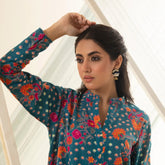 CC-ROUND TIE & DYE (BLUE) KUNDAN JHUMKA handmade earrings